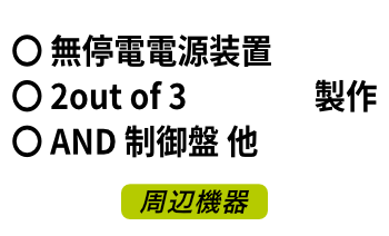 周辺機器 無停電電源装置、2out of 3、AND 制御盤 他 製作